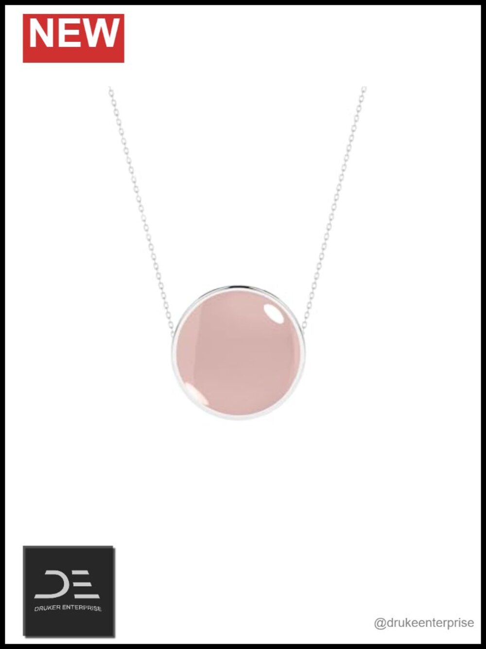Natural Rose Quartz Sterling Silver Slider Pendant Necklace